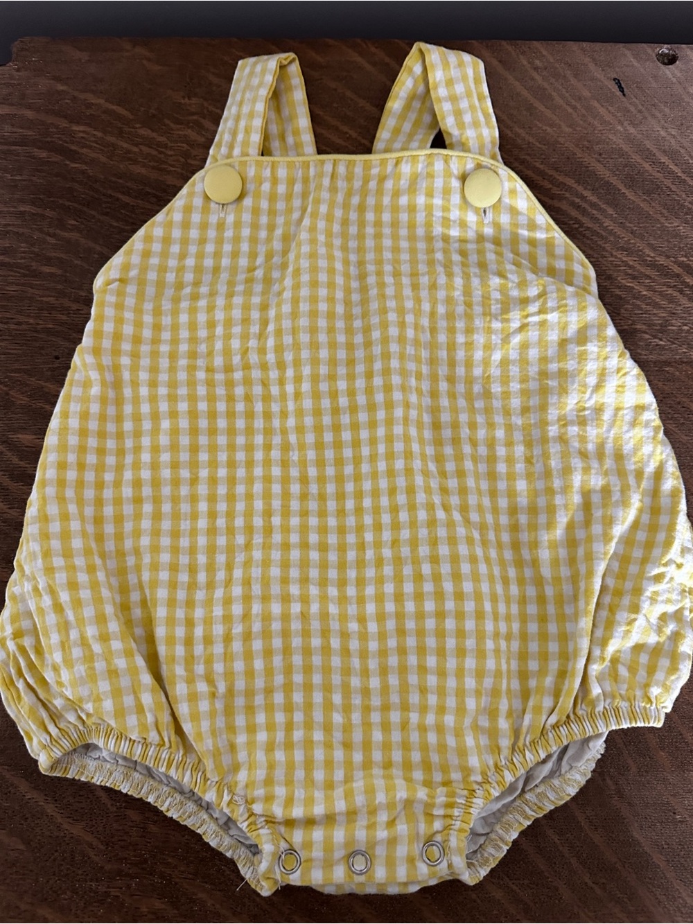 Jellybean Yellow Gingham Baby Bubble Romper - Kids Accessories